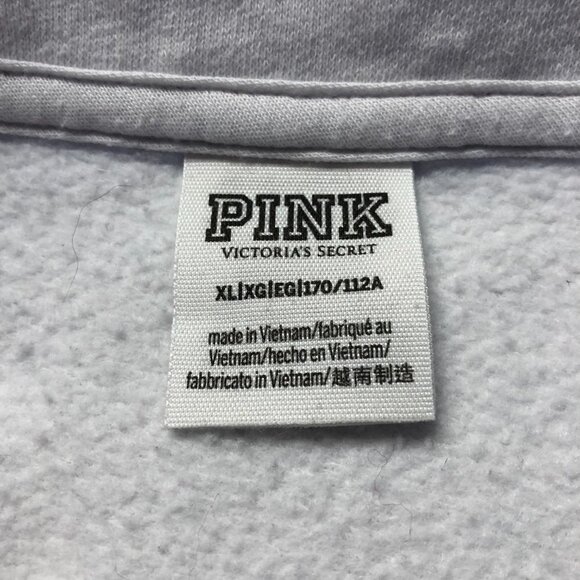 PINK Victoris'a Secret White Quarter Zip Pullover Rainbow Logo Size XL - Picture 4 of 10